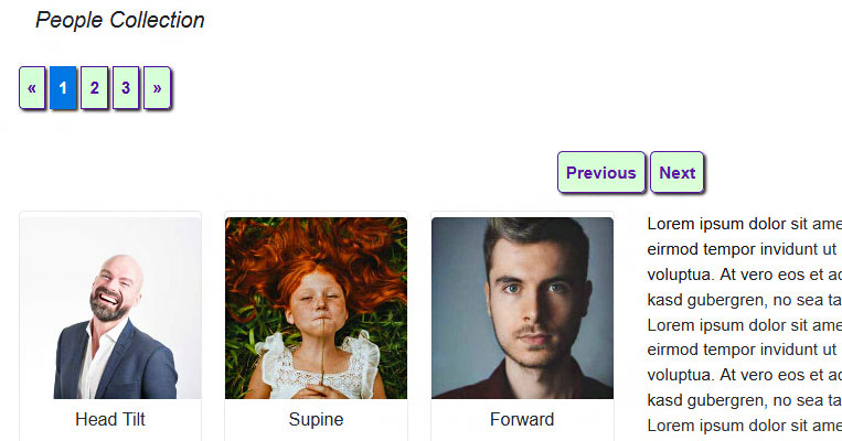 screenshot of pagination buttons on people collection gallery page